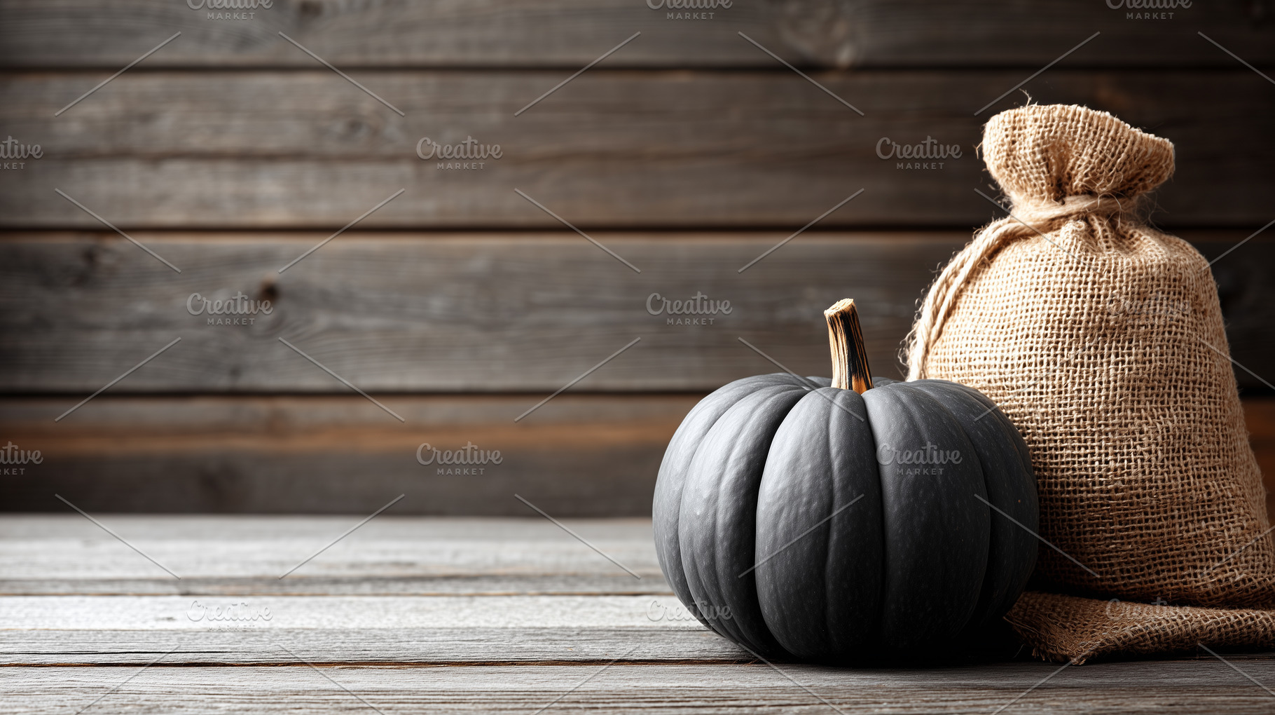 Black pumpkin with a rustic burlap, a Holiday Photo by MistyDay