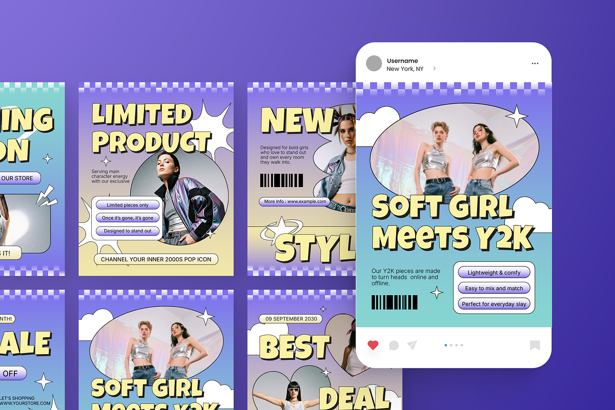 Y2K Aesthetic Instagram Post, a Social Media Template by Annora Studio (Photo 5 of 6)