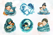 Pastel Teal Mother and Child Mothers, an Illustration by RobertsArt (Thumbnail 5 of 7)