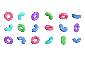 Plastic 3d torus. Colorful donut and, an Illustration by winwin.art