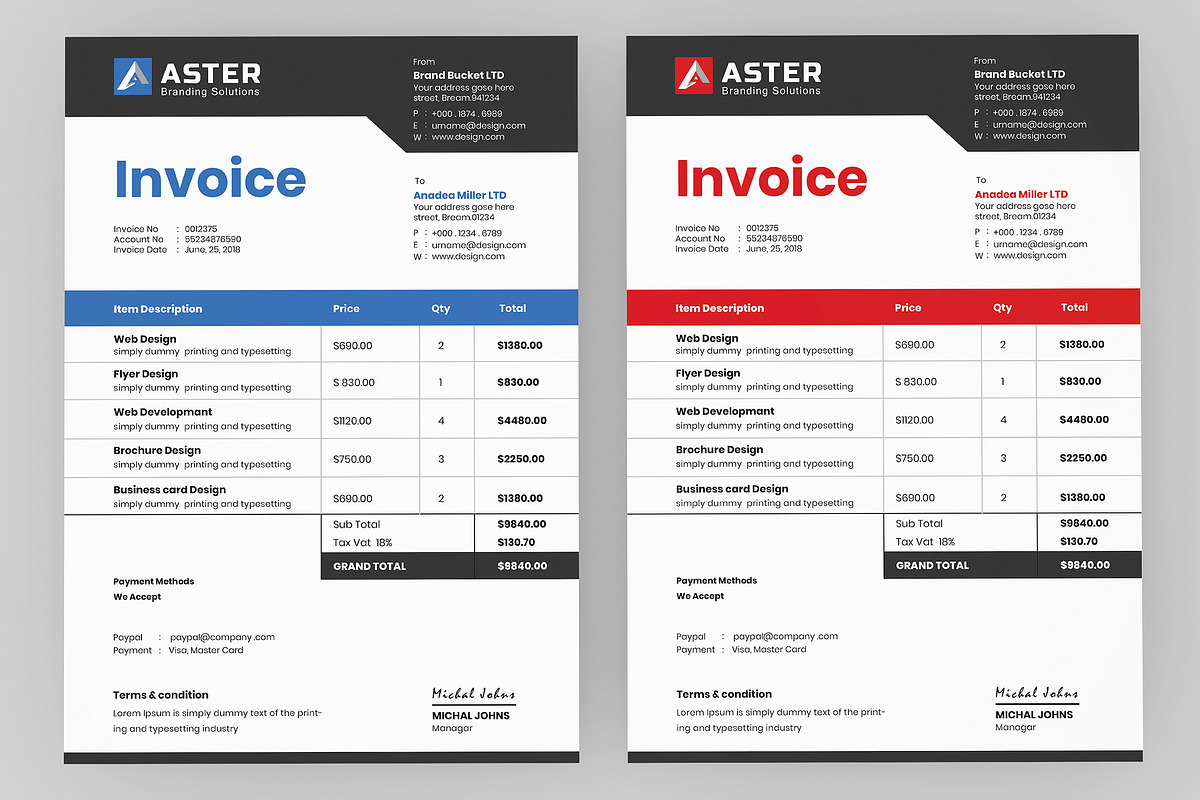Minimal Invoice, a Stationery Template by UI_Expert (Photo 2 of 4)