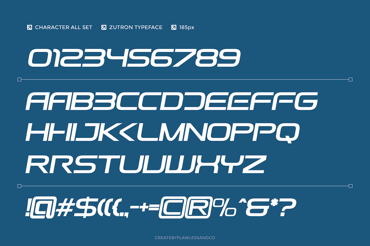 Zutron - Futuristic Display Font, a Font by Flawless And Co (Photo 8 of 10)