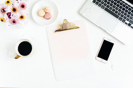 Clipboard mockup featuring styled stock photography, product background, and