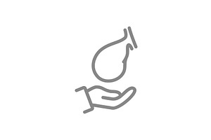 Gallbladder on hand line icon, an Object Illustration by GraphiShop