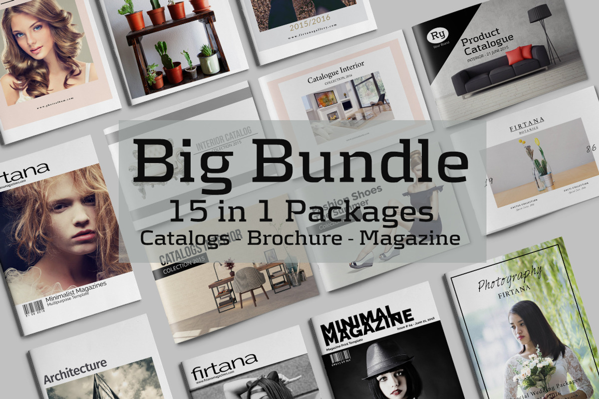 Big Bundle  15 in 1 Packages, a Magazine Template by Firtana (Photo 1 of 18)