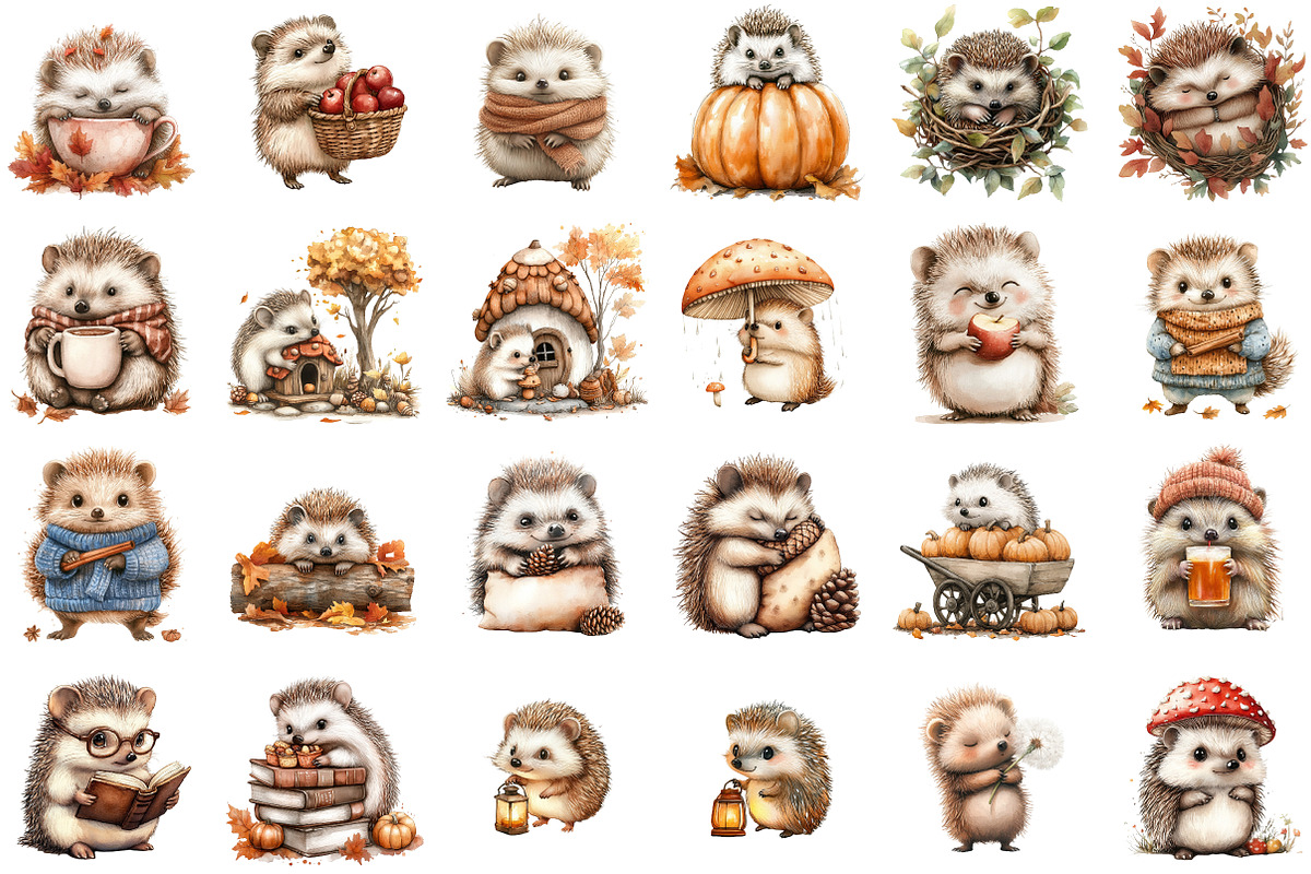 Autumn Hedgehog Clipart, an Illustration by Sublimation Artist (Photo 2 of 6)