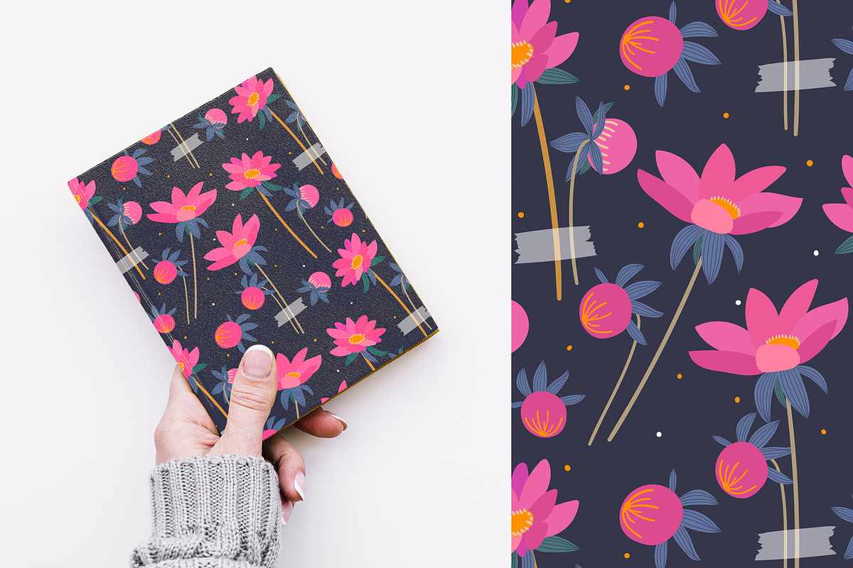 Hand drawn floral seamless patterns, a Pattern Graphic by hanifa_design (Photo 2 of 10)