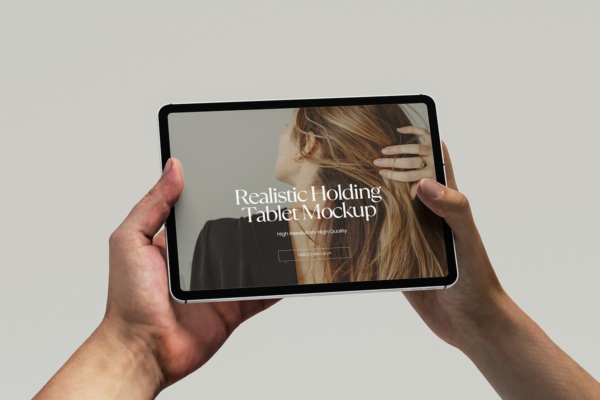Digital Tablet Holding Mockup Scene, an iPad Mockup by Ataku Design (Photo 2 of 8)