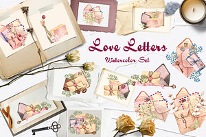 Love Letters Watercolor Clipart