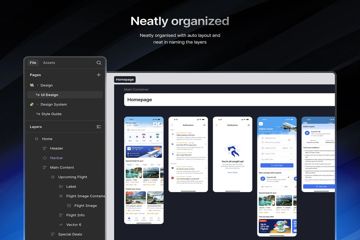 Flight Booking Mobile App UI Kit, an UI Kit Template by Creative Perspective (Photo 4 of 6)