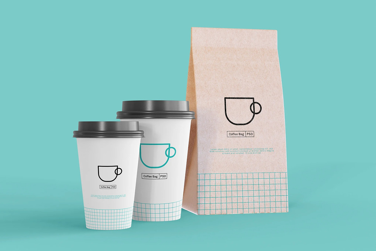 Paper Coffee Bags Mockup, a Packaging Mockup by skybluecreative (Photo 2 of 2)