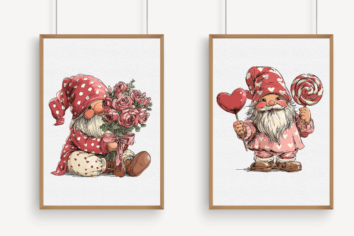 Whimsical Valentines Gnomes Clipart, an Illustration by Libby Wishes (Photo 4 of 6)