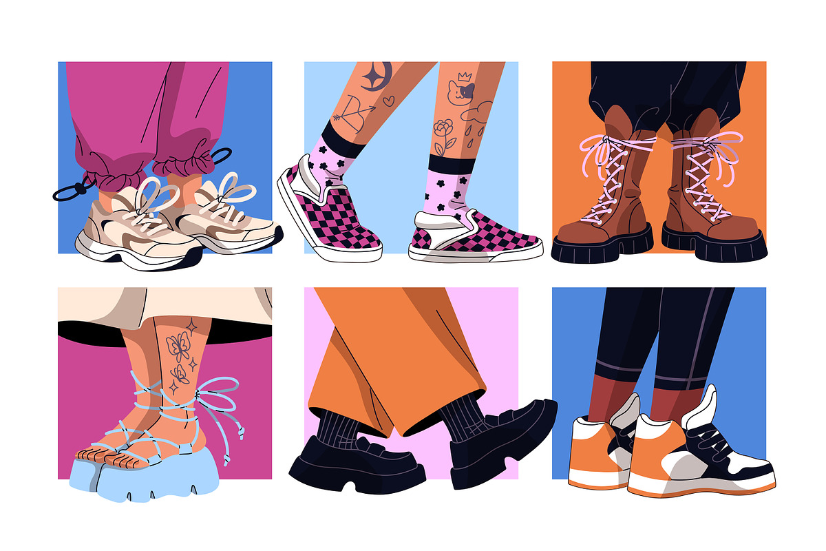 Modern shoes set, product cards, an Object Illustration by PaperTrident (Photo 1 of 4)