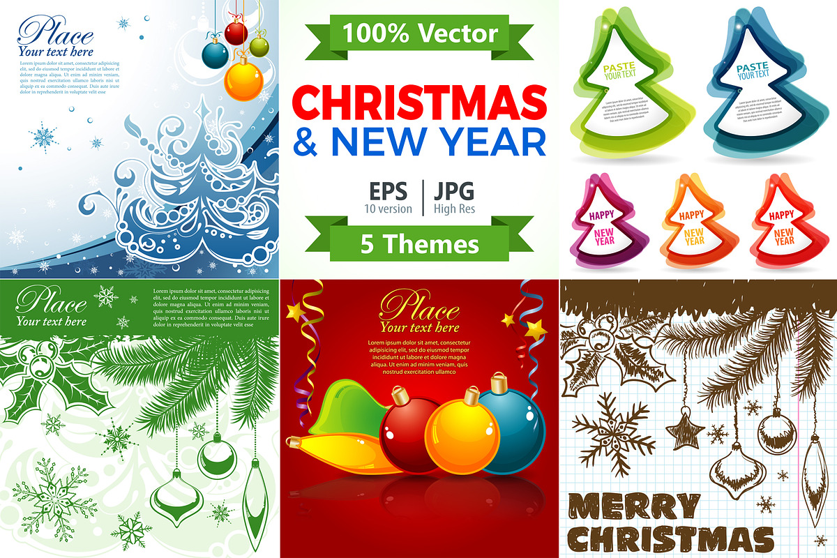 Christmas and New Year Backgrounds, a Decorative Illustration by TAlex (Photo 1 of 6)