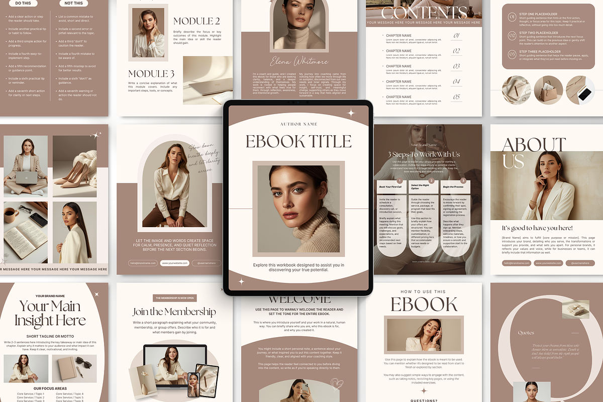 Coaching Ebook Template Canva Beige, a Magazine Template by DigiPax (Photo 1 of 11)