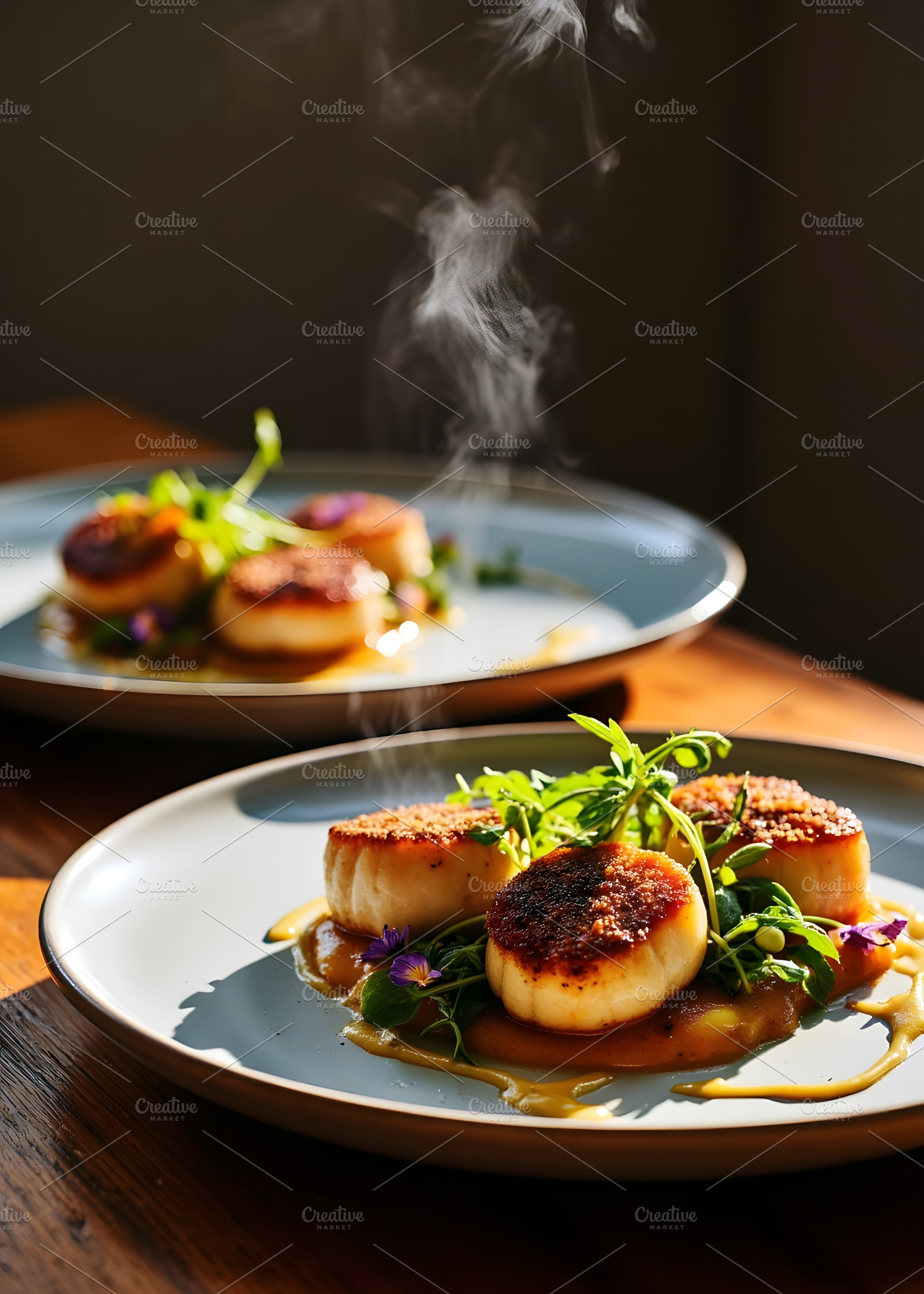 Seared Scallops Gourmet Dish on Rest, a Food & Drink Photo by Stock Shape