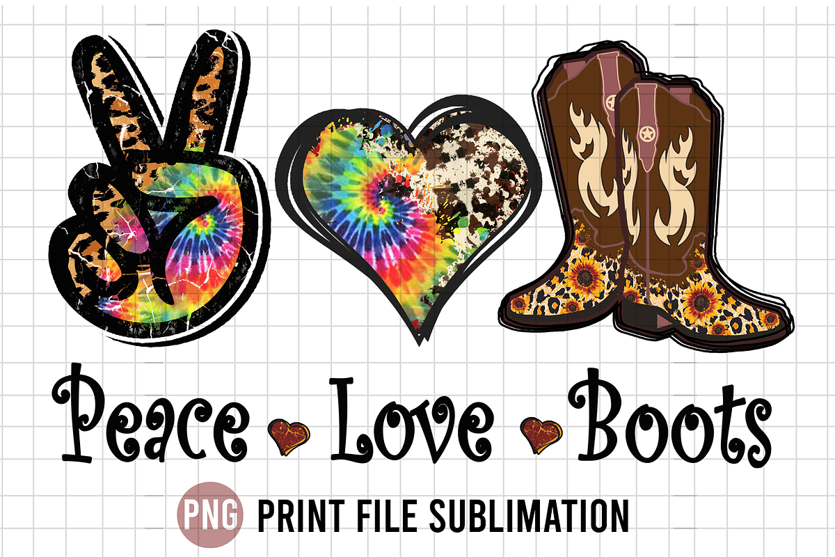 Peace Love Boots, an Object Graphic by Yoweslah