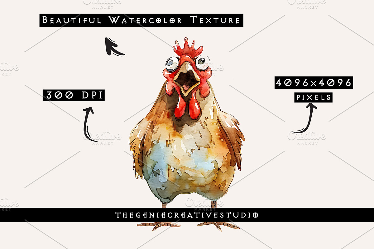 Funny Chicken PNG Clipart Set, an Animal Illustration by Geniecreativestudio (Photo 3 of 9)