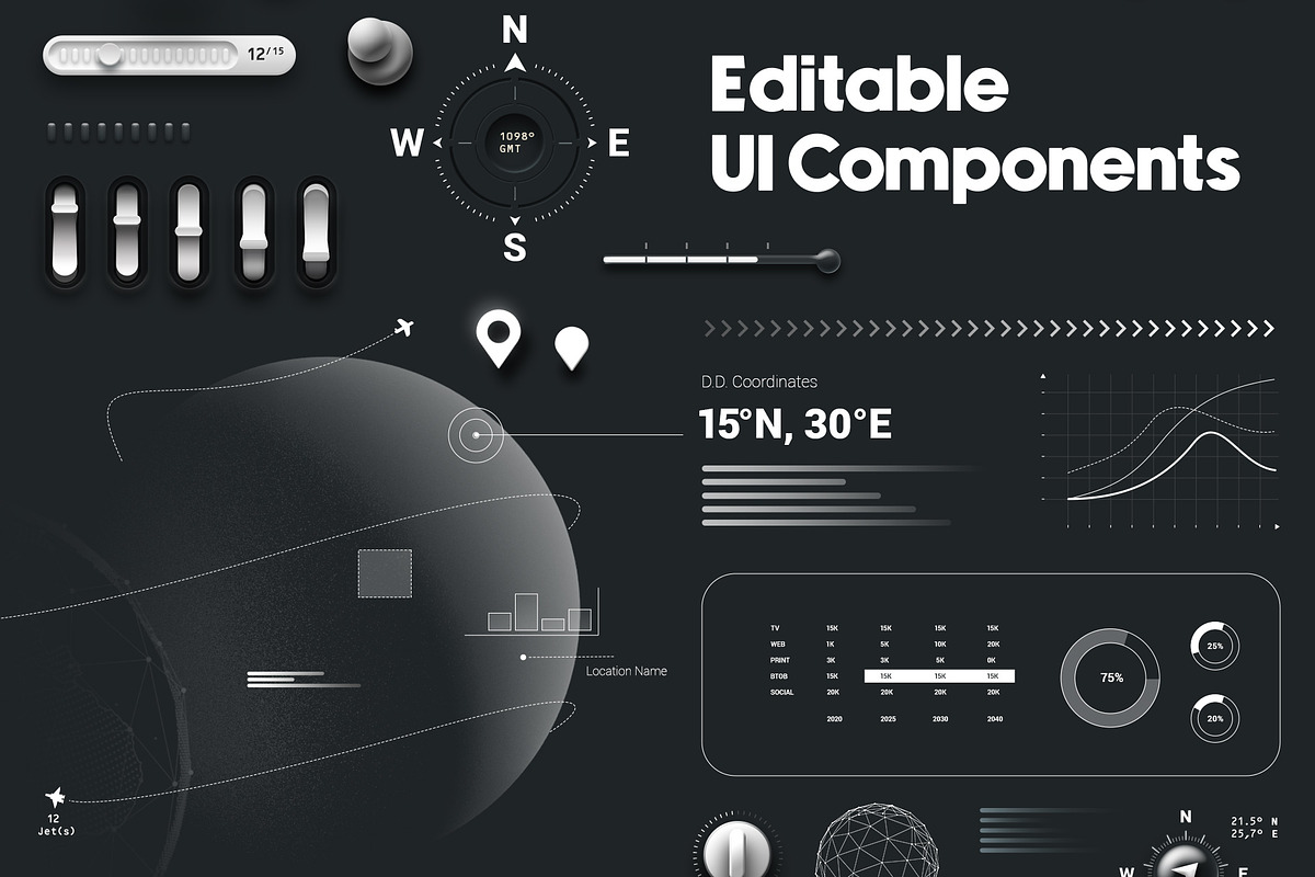 Buttons and Switches - Mega UI V1, an UI Kit Template by Giallo (Photo 7 of 7)