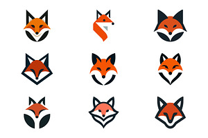 Geometric Fox Head Icons, a Branding & Logo Template by Vectorium Studio