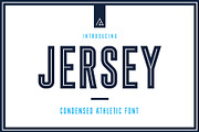 Jersey - Condensed Athletic Font, a Sans Serif Font by Aurora Graphics (Thumbnail 1 of 5)