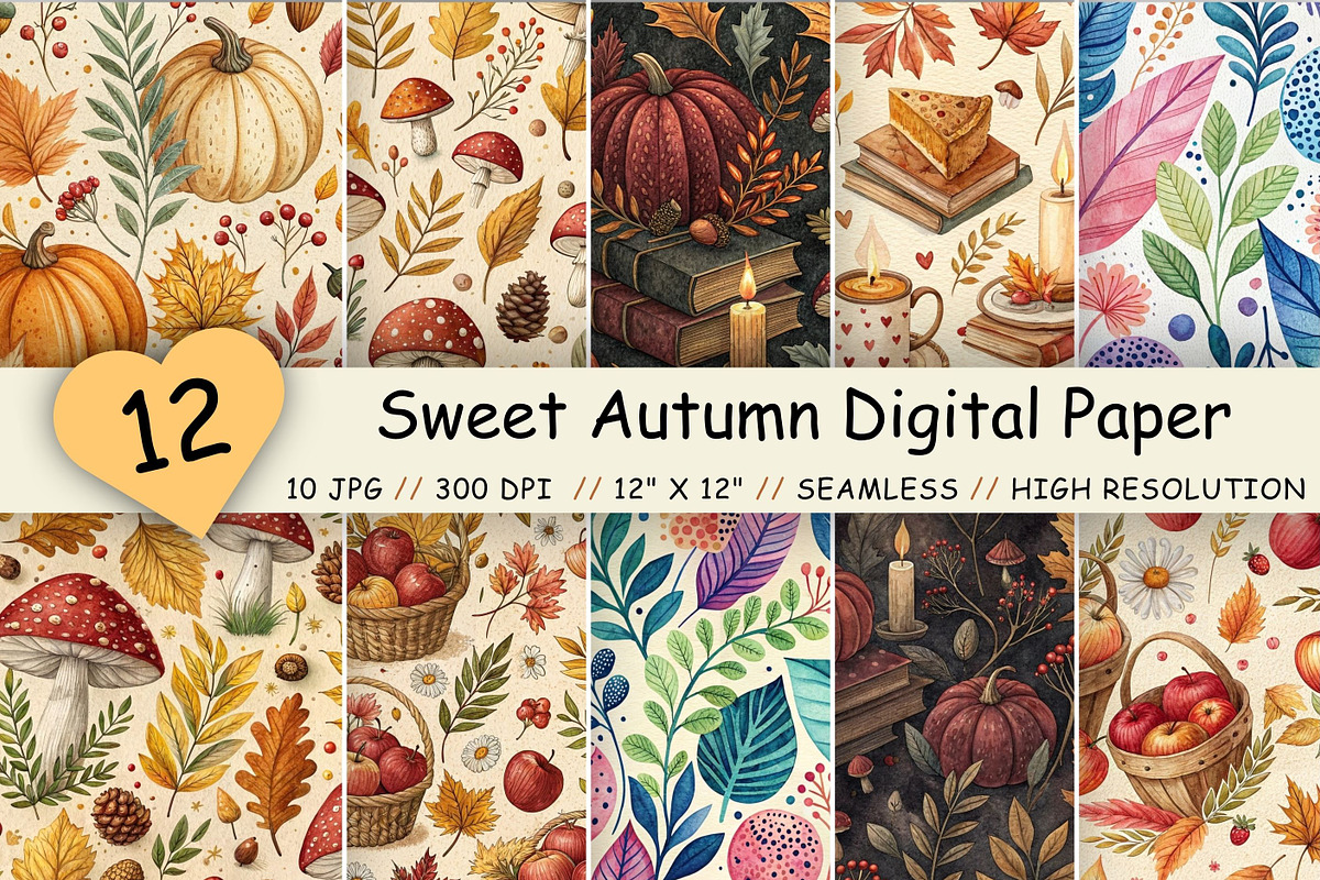 Sweet Autumn Digital Paper Pack, a Pattern Graphic by FloridPrintables (Photo 1 of 8)