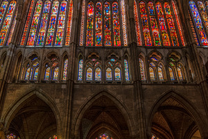Famous stained glasses at leon cathe stock photo containing stained and glass