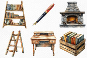 Watercolor Rustic Library Clipart, an Illustration by Craft Nest (Thumbnail 4 of 5)