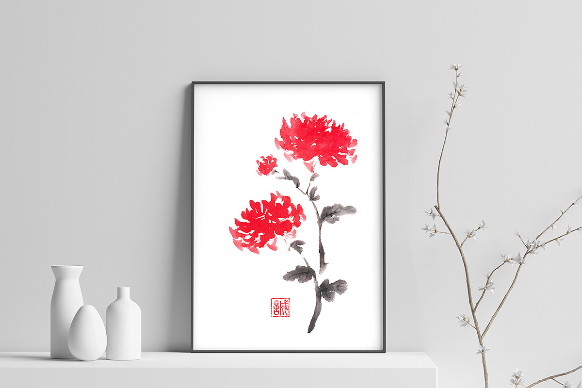 Royal pair sumi-e ink painting, an Illustration by Quetzal Art (Photo 1 of 5)