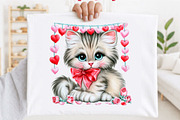 Valentine Cat Clipart PNG Bundle, a Seasonal Illustration by SVGArt (Thumbnail 4 of 5)