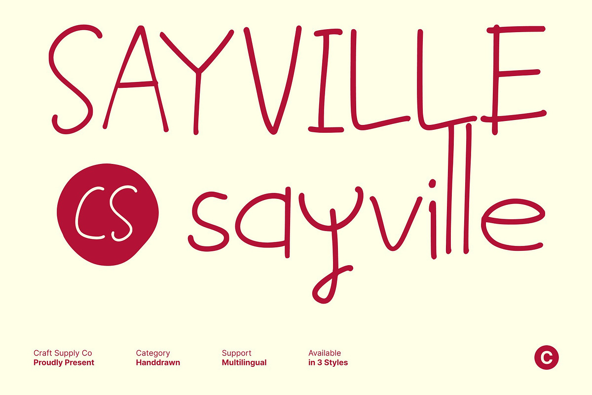 CS Sayville – Handwriting Font, a Handwritten Font by Craft Supply Co. (Photo 1 of 8)