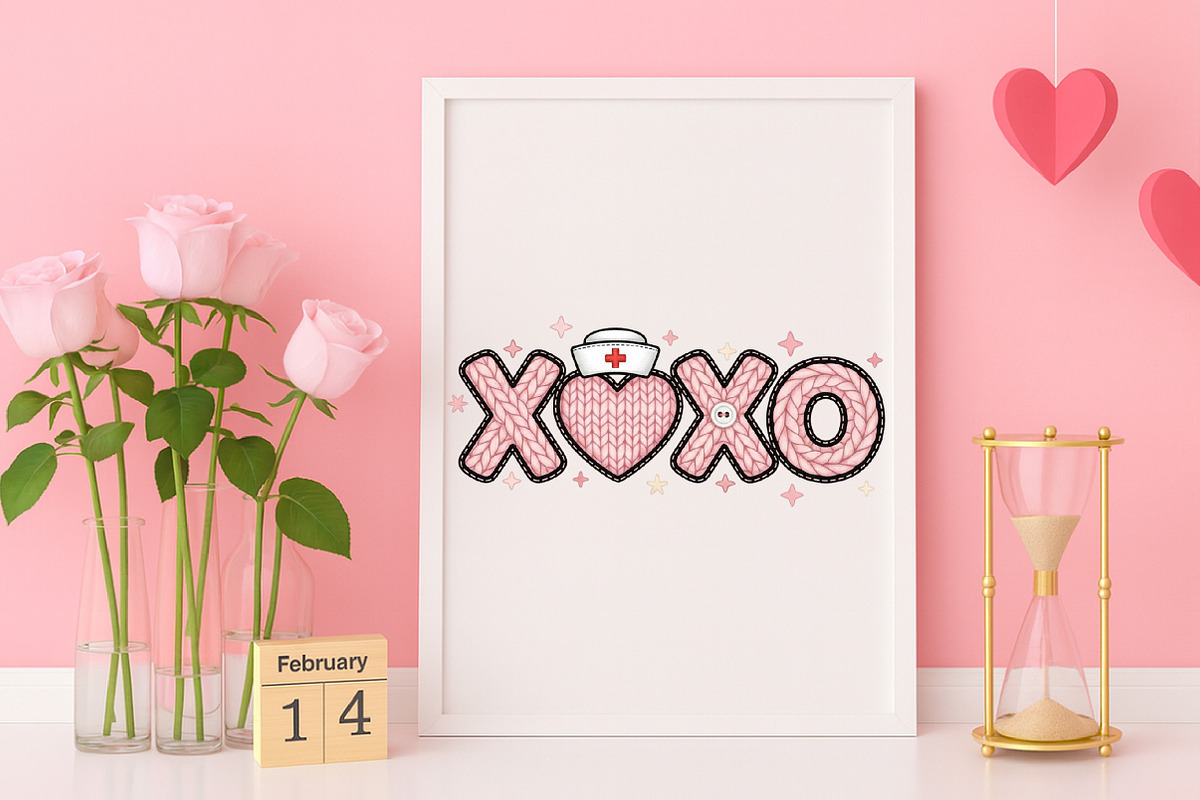 Faux Yarn Xoxo Valentine Nurse PNG, an Illustration by Canvas Craft (Photo 6 of 7)