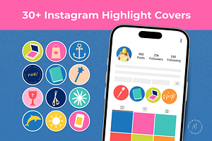 Instagram Highlight Icons 30+, a Social Media Template by Marcia B Studio