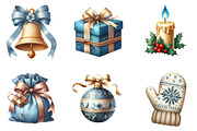 Christmas Blue & Beige Clipart, an Illustration by DreamArtGraphic (Thumbnail 4 of 4)