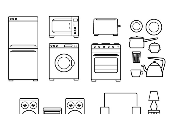 Household Appliances Outline Icons