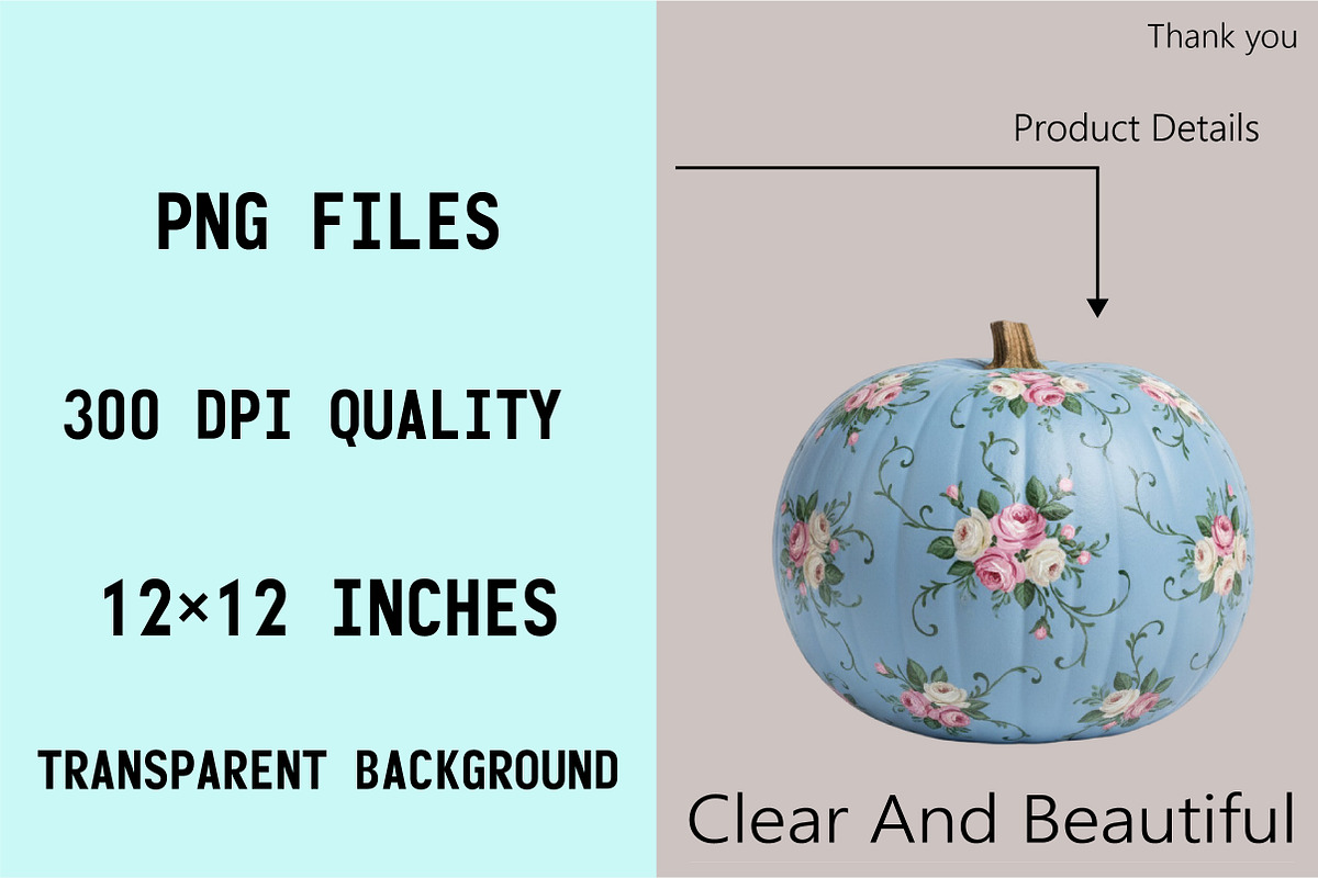Blue Grandmillennial Pumpkin Clipart, an Illustration by SVGArt (Photo 8 of 8)