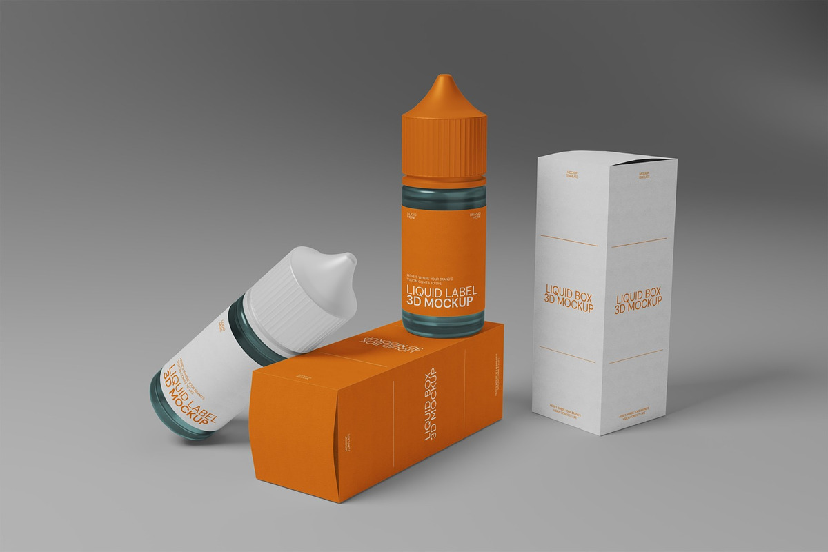 Vape Liquid 3D Mockup, an Advertising Mockup by graphicook