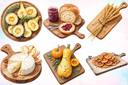 Watercolor Autumn Cutting Board PNG, a Seasonal Illustration by Canvas Craft (Thumbnail 5 of 8)