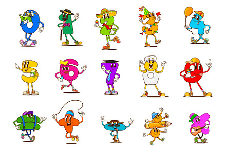 Math numbers groovy characters