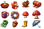 Watercolor Plaid Autumn Clipart, an Illustration by Designworld (Thumbnail 3 of 5)