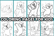 Snoy Bear Playing Coloring Pages, an Animal Illustration by martinblan (Thumbnail 3 of 4)