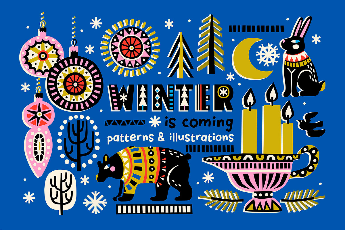 WINTER is coming | graphics set, a Decorative Illustration by Nastya Tkachova (Photo 1 of 6)
