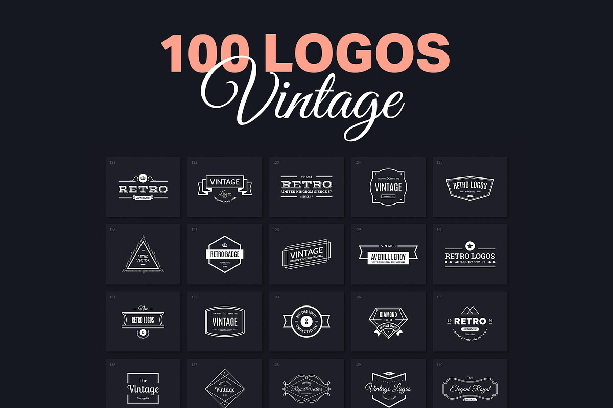 100 Vintage Logos Vol. 2, a Branding & Logo Template by Amito Vectors (Photo 1 of 6)