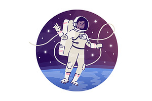 Cosmonaut Floating In Outer Space