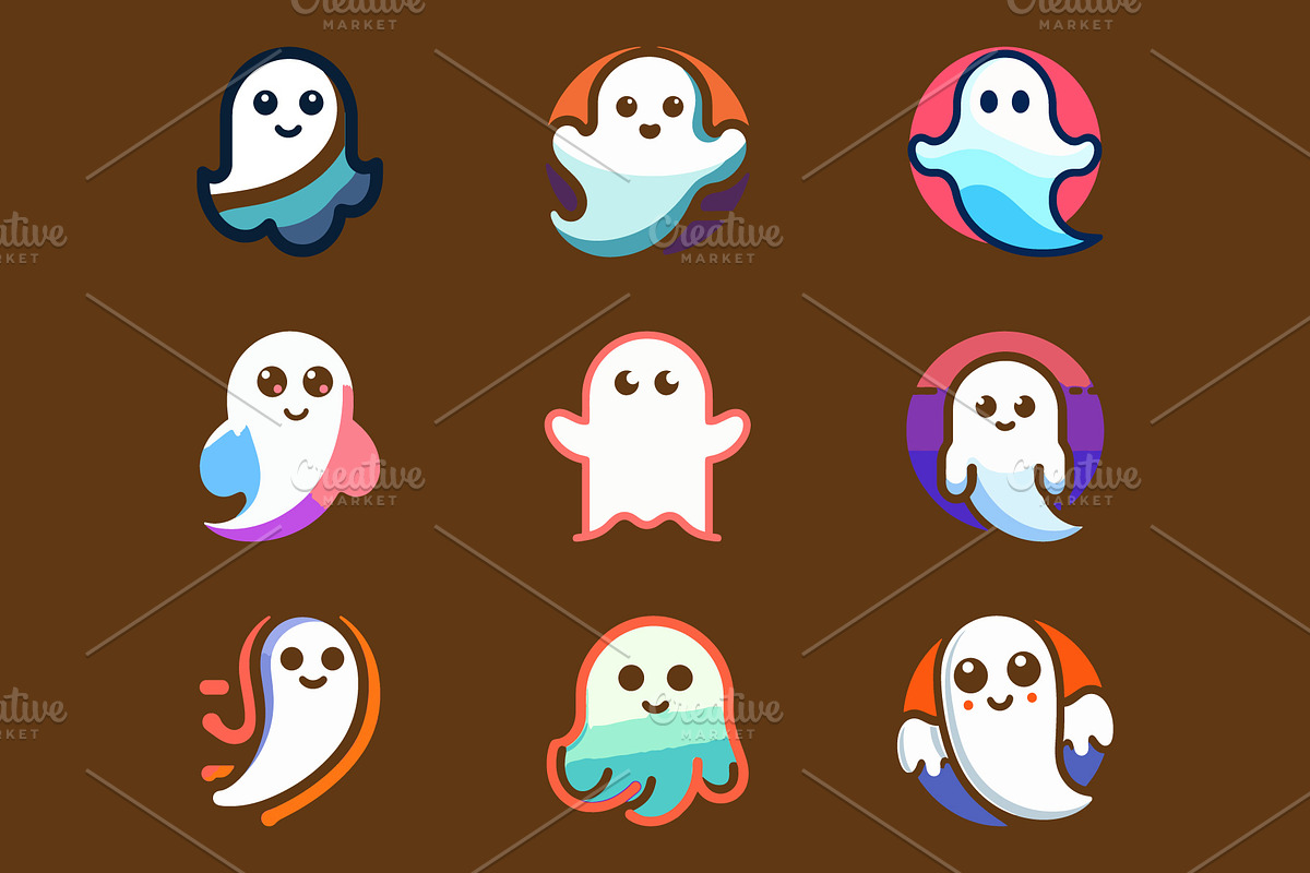 Whimsical Ghost Icons, an Icon by Vectorium Studio
