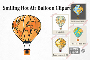 Map Hot Air Balloon Clipart, a Graphic by Artnoy