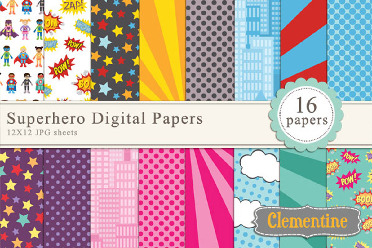 Superhero Digital Papers