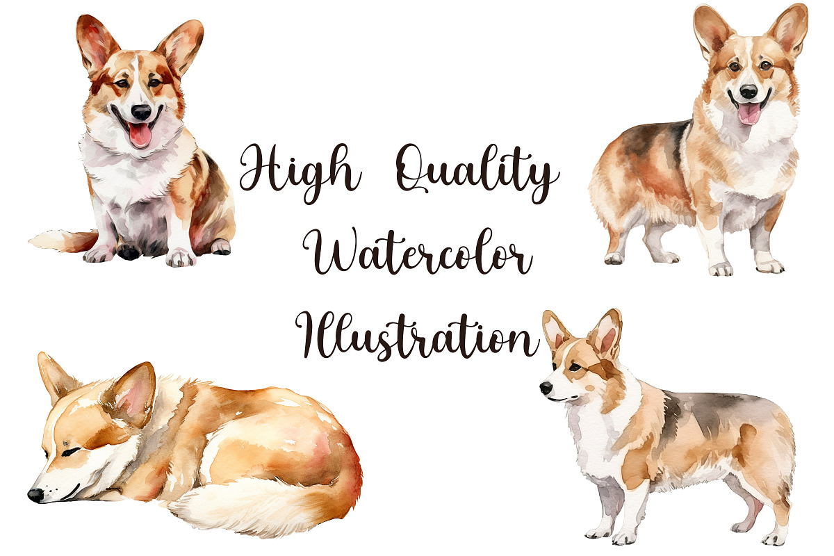Corgi Watercolor Clipart Bundle, an Animal Illustration by Pet Cave (Photo 2 of 3)