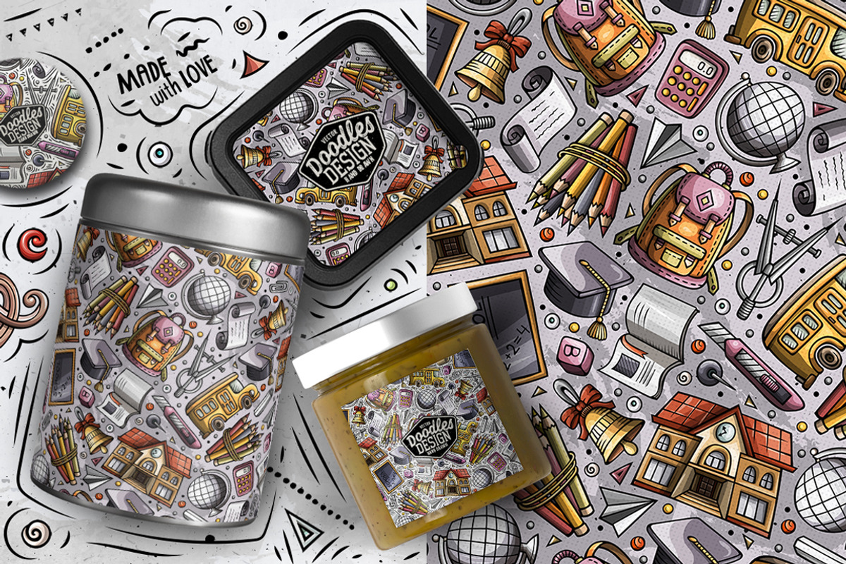 7 School Cartoon Seamless Patterns, a Pattern Graphic by BALABOLKA (Photo 6 of 8)