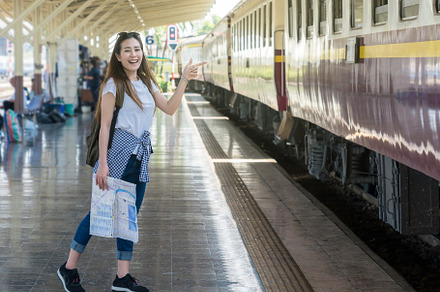 Asia woman Traveller feeling happine